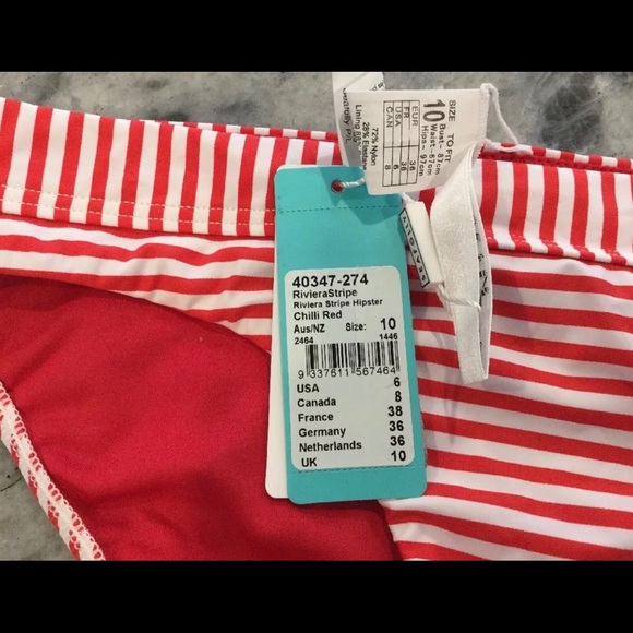 NWT Red & White stripe bikini bottom size 6 - Picture 3 of 6